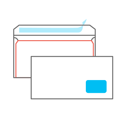 Конверт Е65 (110х220 мм) 2101 силикон, окно, запечатка